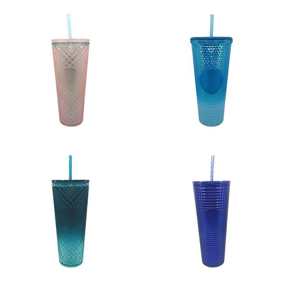 Starbucks Jeweled / Glitter Grid Tumbler Bundle - 4 Cups - 24 oz - Picture 1 of 5
